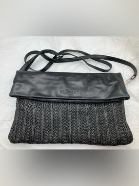 RUDSAK Black Woven and Leather Shoulder Bag